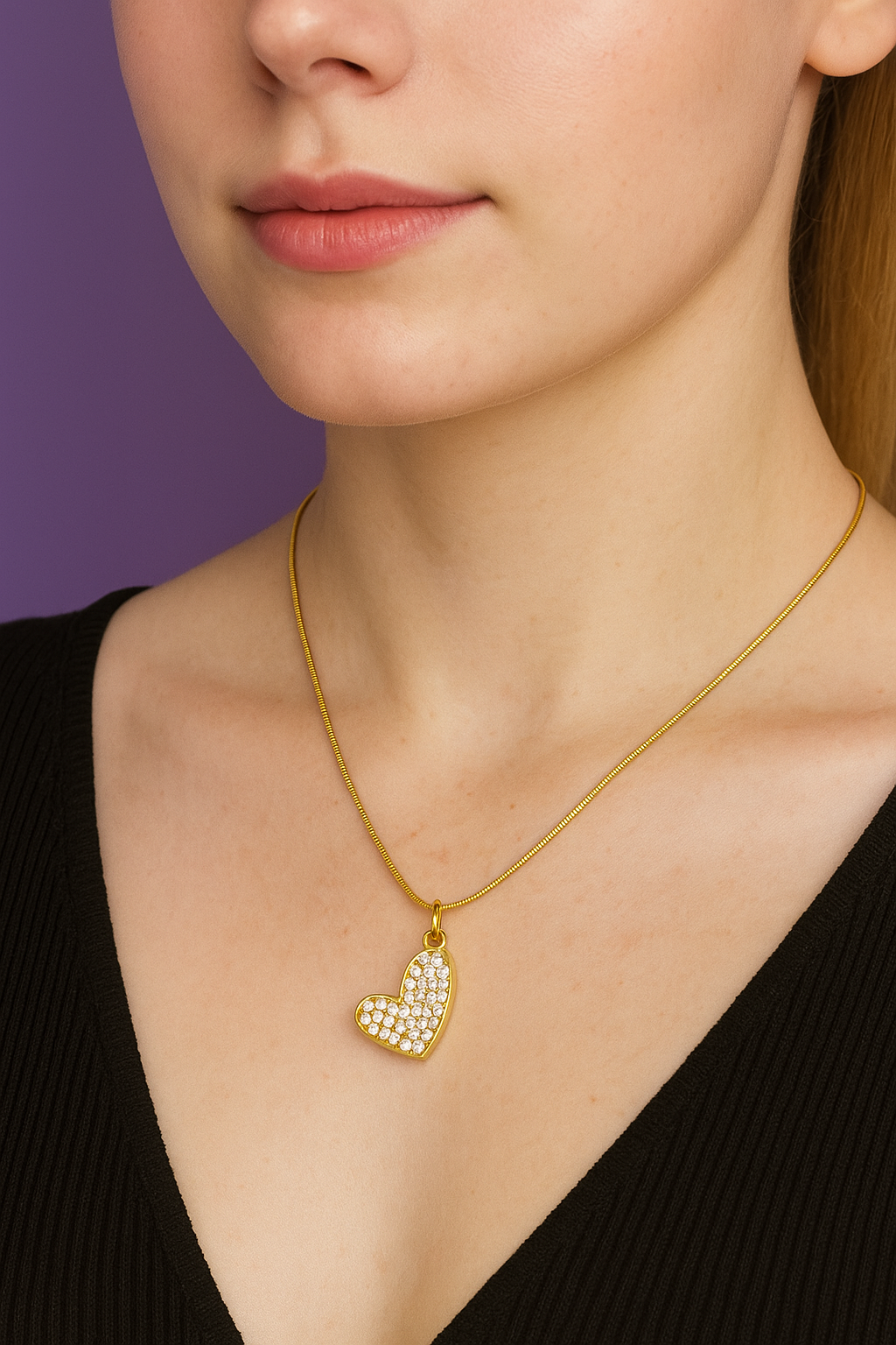 Heart Outline Pendant Necklace anti tarnish